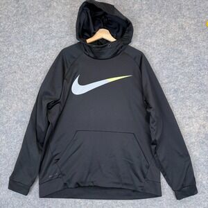 Nike‎ Hoodie Mens XL Dri-Fit Big Logo Swoosh Fleece Color Trim Boxy Relaxed 3D